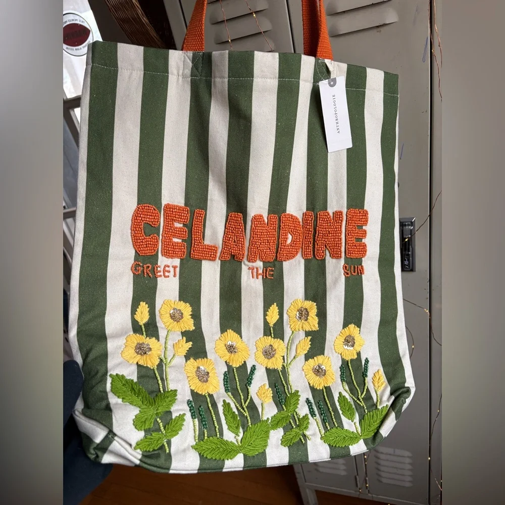 Printed Beaded Canvas Tote Bag (See photos/Description) - Picture 7 of 16